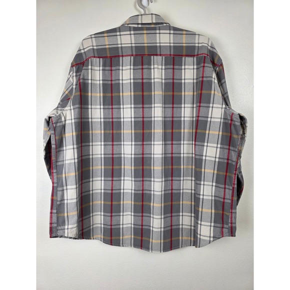 GH Bass & Co Shirt Mens XXL Grey Red Plaid Button Up Long Sleeve Durable Work - Picture 9 of 10